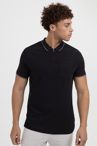  Larsson & Co Mens Waffle Textured Polo Shirt 