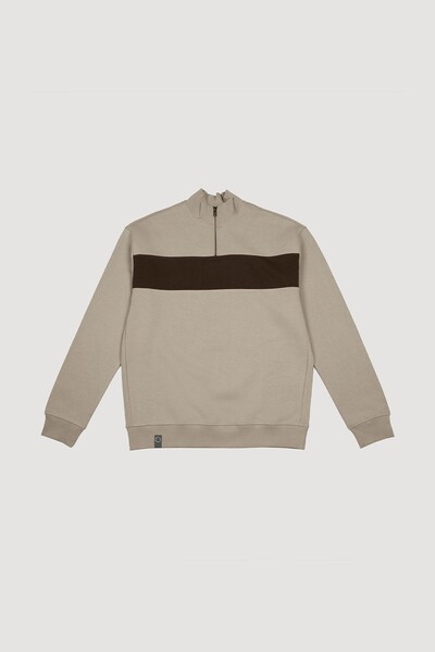  Larsson & Co Mens 1/4 Zip Sweatshirt With Contrast Chest Panel 