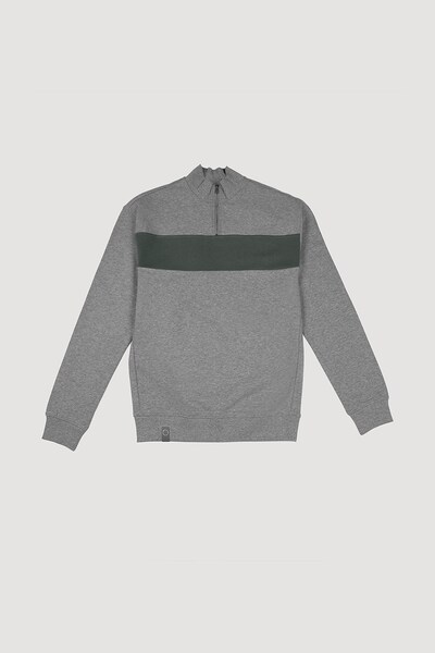  Larsson & Co Mens 1/4 Zip Sweatshirt With Contrast Chest Panel 