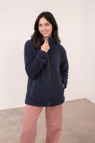  Lighthouse Seashell Womens Full Zip Sherpa Fleece 