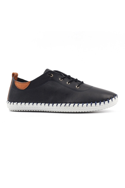  Lunar St Ives Womes Soft Leather Slip On Plimsolls 
