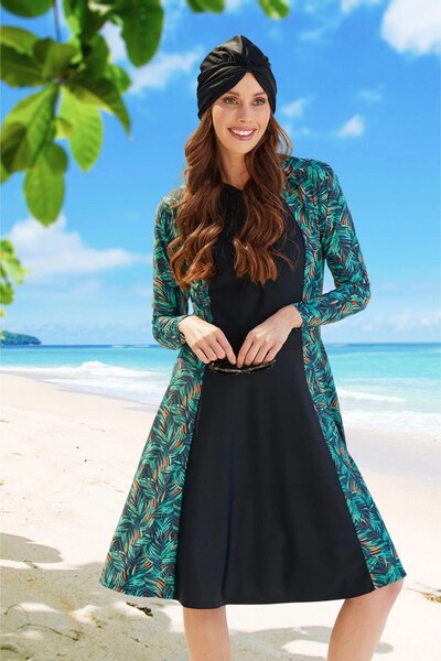  Modest Mermaid Womens Forest Oasis Zip Dress 