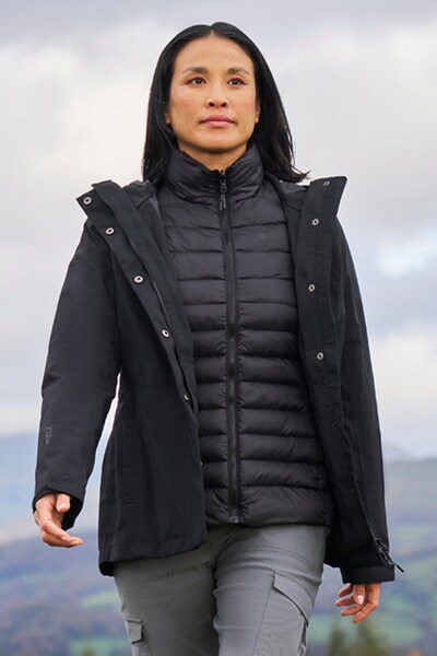  Mountain Warehouse Alaskan Womens 3 In 1 Short Jacket   Black 