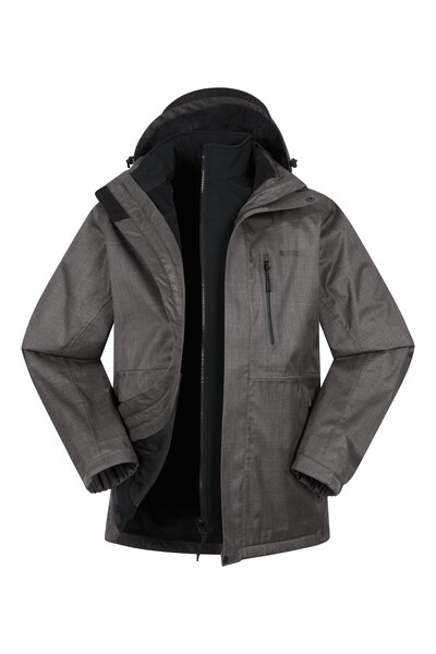  Mountain Warehouse Bracken Extreme Mens 3 In 1 Waterproof Jacket   Grey 