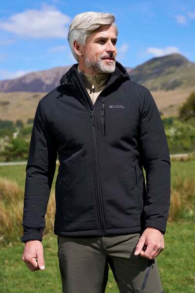  Mountain Warehouse Charleston Mens Fur Lined Softshell Jacket   Black 