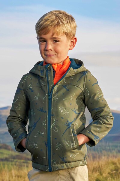 Mountain Warehouse Exodus Kids Printed Water Resistant Softshell Jacket   Green 