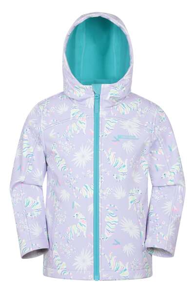  Mountain Warehouse Exodus Kids Printed Water Resistant Softshell Jacket   Off White 