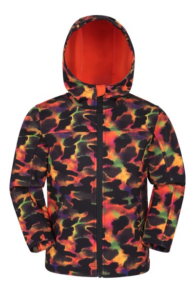  Mountain Warehouse Exodus Kids Printed Water Resistant Softshell Jacket   Red 