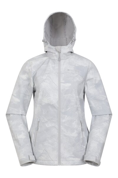  Mountain Warehouse Exodus Womens Printed Water Resistant Softshell Jacket   Grey 