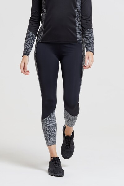  Mountain Warehouse Pro Running Womens Reflective 7/8 Leggings   Black 