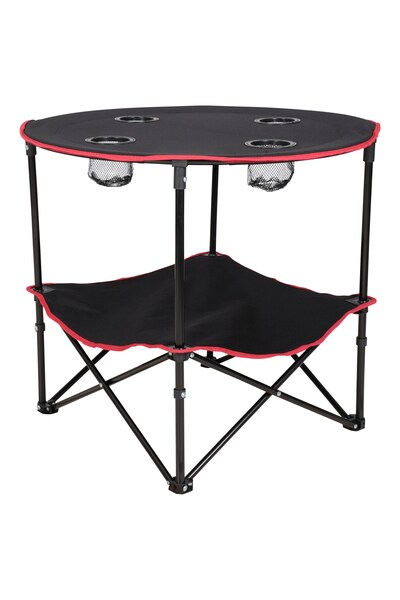  Mountain Warehouse Round Foldable Camping Table With Cup Holders   Black 
