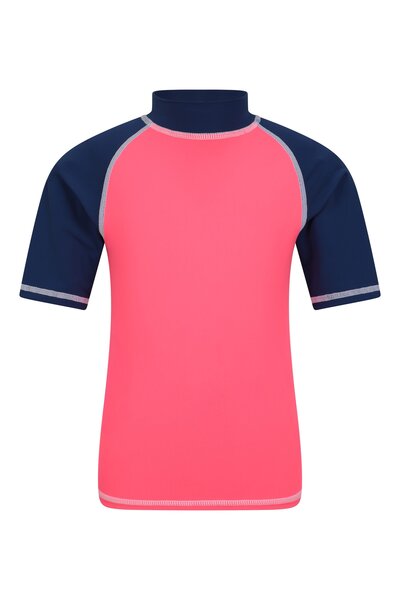  Mountain Warehouse Short Sleeved Kids Rash Vest   Bright Pink 