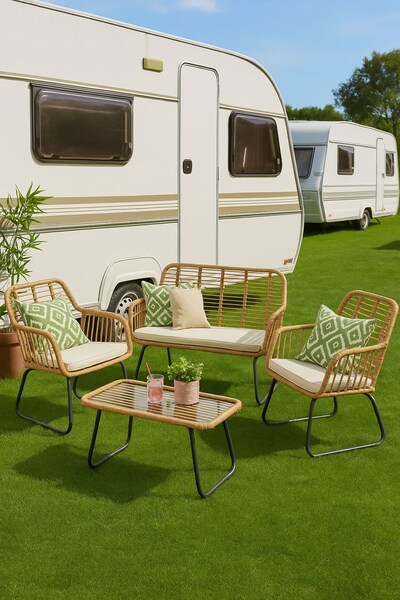  Neo Direct 4 Piece Wicker Garden Sofa, Table & Chairs Set 