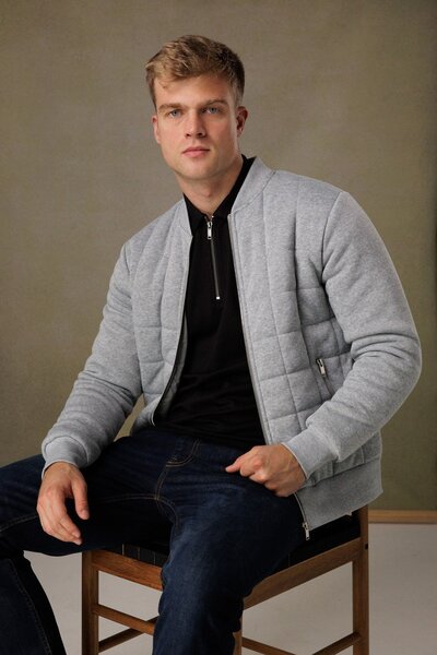  Nines Mens Quilted Fleece Zip Through Bomber Jacket 