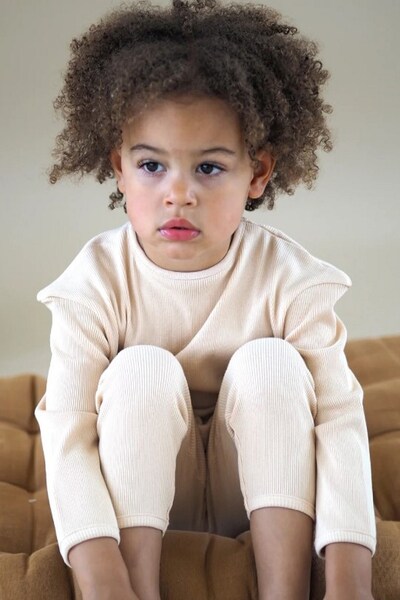  Ottie And Tottie Biscuit Kids Ribbed Pyjama 