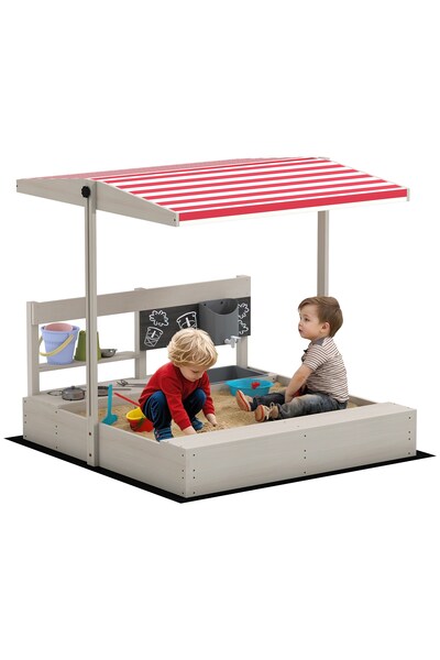  Outsunny Kids Sandbox With Canopy, Kitchen Toys 