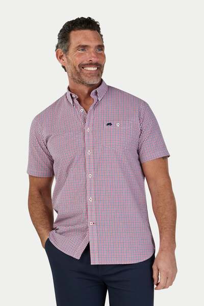  Raging Bull Short Sleeve Graph Check Poplin Mens Shirt 
