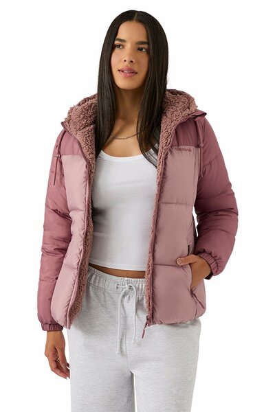  Reebok Reversible Puffer Sherpa Womens Jacket 