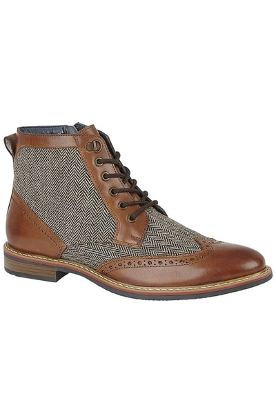  Roamers Mens Herringbone Leather Ankle Boots 
