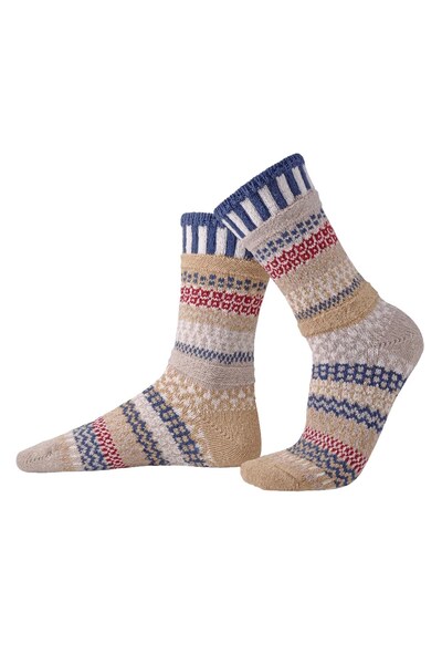  Solmate Unisex Mismatched Striped Pattern Crew Sock 