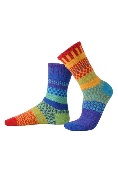  Solmate Unisex Mismatched Striped Pattern Crew Sock 