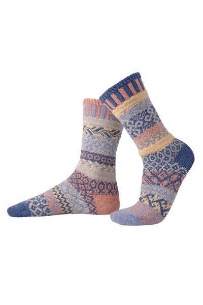  Solmate Unisex Mismatched Striped Pattern Crew Sock 