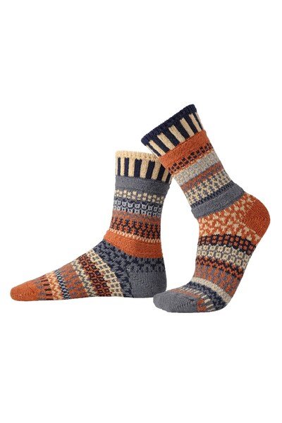  Solmate Unisex Mismatched Striped Pattern Crew Sock 