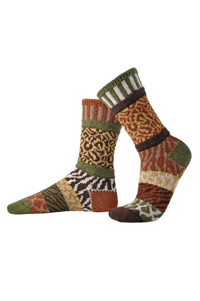  Solmate Unisex Mismatched Striped Pattern Crew Sock 