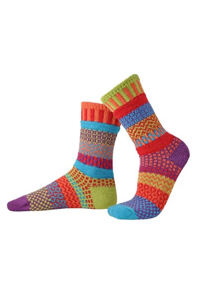  Solmate Unisex Mismatched Striped Pattern Crew Sock 