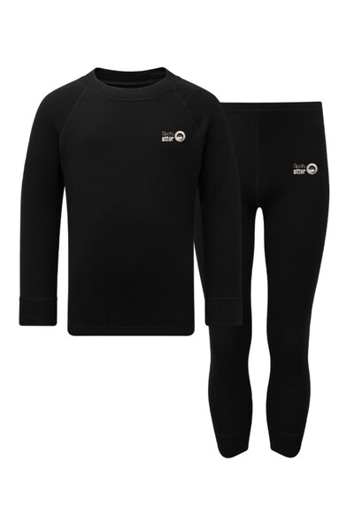  Spotty Otter Cosy Cub Kids Baselayer Set Black 