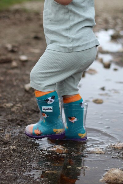  Squelch Kids Transparent Welly Boots And Sock Package 