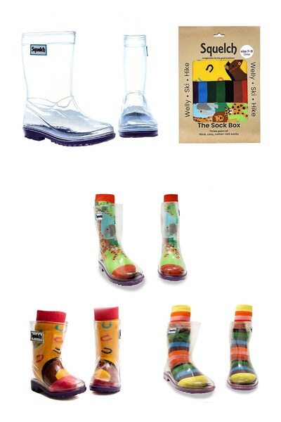  Squelch Minis Transparent Welly Boots And Sock Package 
