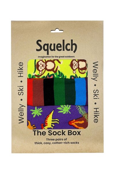  Squelch Set Of Three Kids Welly Socks In A Gift Box 