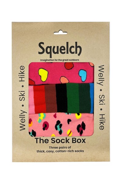  Squelch Set Of Three Kids Welly Socks In A Gift Box 