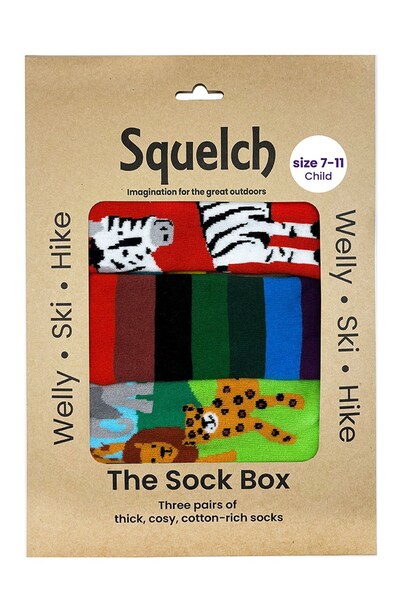  Squelch Set Of Three Kids Welly Socks In A Gift Box 