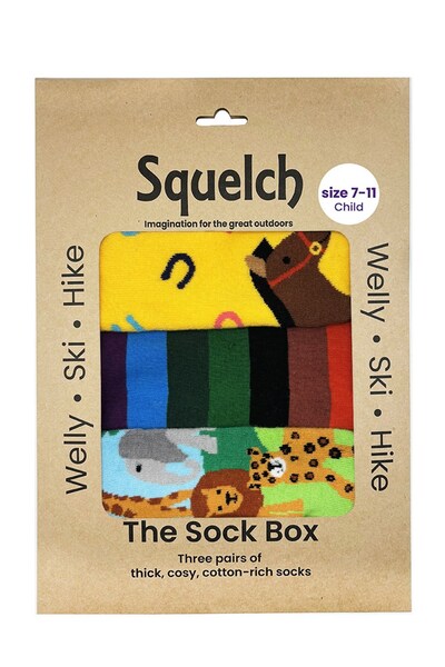  Squelch Set Of Three Mini Welly Socks In A Gift Box 