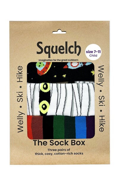  Squelch Set Of Three Mini Welly Socks In A Gift Box 
