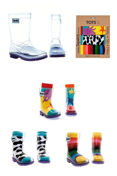  Squelch Tots Transparent Welly Boots And Sock Package 