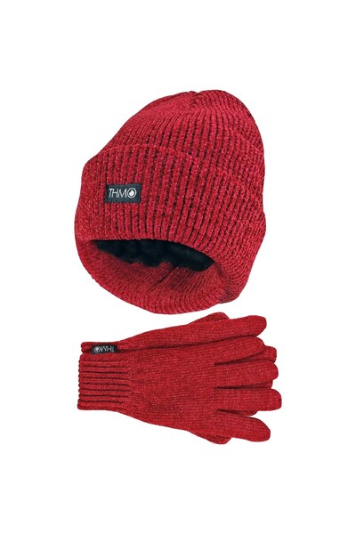  Thmo Ladies Thinsulate Chenille Hat & Gloves Set 
