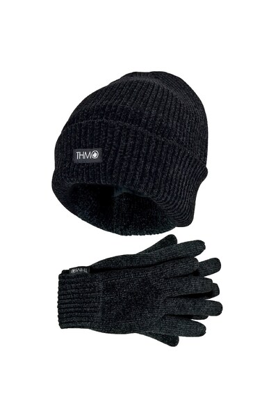  Thmo Ladies Thinsulate Chenille Hat & Gloves Set 