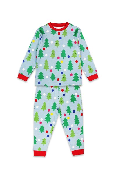  Toby Tiger Kids 100% Cotton Christmas Tree Print Pyjamas 