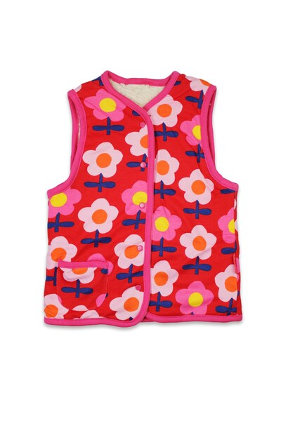  Toby Tiger Kids 100% Cotton Flower Print Reversible Gilet 