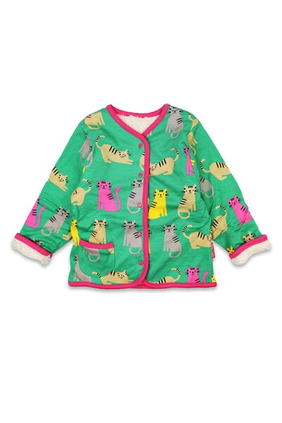  Toby Tiger Kids 100% Cotton Kitten Print Reversible Jacket 
