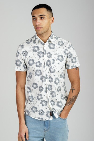  Tokyo Laundry Cotton Poplin Mens Button Up Abstract Floral Shirt 