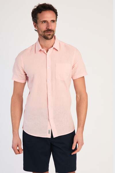  Tokyo Laundry Linen Blend Mens Short Sleeve Button Up Shirt 