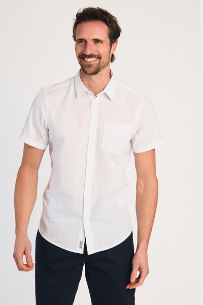  Tokyo Laundry Linen Blend Mens Short Sleeve Button Up Shirt 
