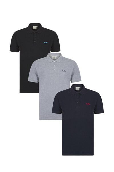  Tokyo Laundry 3 Pack Mens Embroidered Logo Polo Shirt 