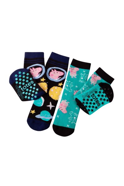  Totes Peppa Pig Kids Slipper Sock Twin Pack 