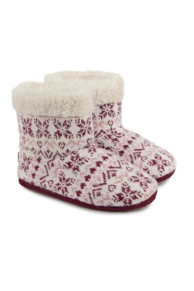  Totes Womens Fair Isle Knit Boot Slippers 