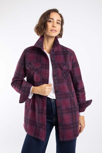  Weird Fish Autumn Womens Check Fleece Shacket 